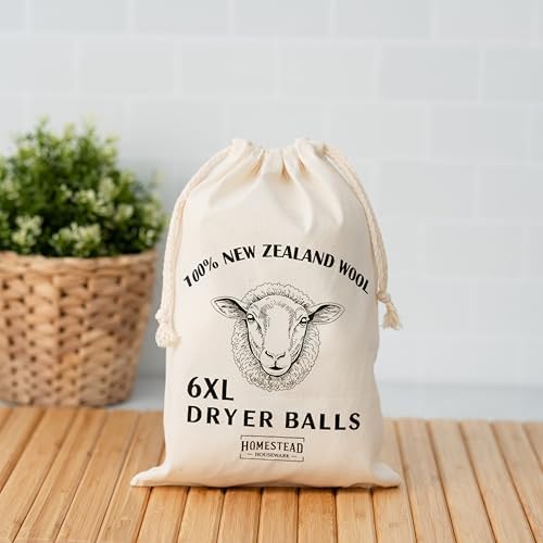 Bolas de Secado XL de Lana Homestead Houseware 6 Piezas – 100% Lana de Nueva Zelanda, Suavizante Natural y Reductor de Estática, Reutilizables, - imagen 4