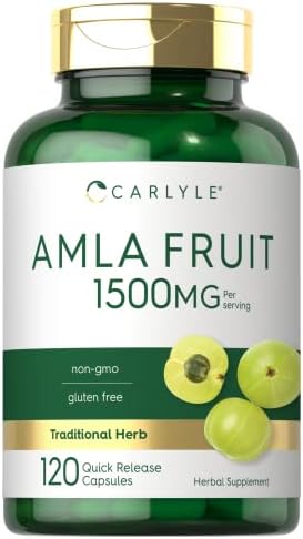 Cápsulas de Amla Carlyle 1500mg | 120 piezas | Extracto de fruta Amalaki | Suplemento herbal | Sin OGM y libre de gluten - imagen 1