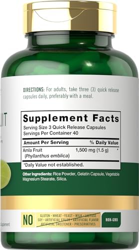Cápsulas de Amla Carlyle 1500mg | 120 piezas | Extracto de fruta Amalaki | Suplemento herbal | Sin OGM y libre de gluten - imagen 2