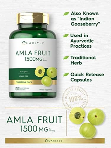Cápsulas de Amla Carlyle 1500mg | 120 piezas | Extracto de fruta Amalaki | Suplemento herbal | Sin OGM y libre de gluten - imagen 3