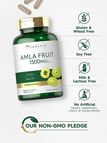Cápsulas de Amla Carlyle 1500mg | 120 piezas | Extracto de fruta Amalaki | Suplemento herbal | Sin OGM y libre de gluten - imagen 4