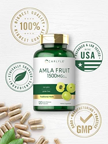 Cápsulas de Amla Carlyle 1500mg | 120 piezas | Extracto de fruta Amalaki | Suplemento herbal | Sin OGM y libre de gluten - imagen 5