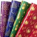 Papel de Regalo WRAPAHOLIC para Eid - 12 Hojas Diseño de Luna, Estrellas, Faroles y Mezquitas - 19.7 x 27.5 Pulgadas cada hoja - imagen 1