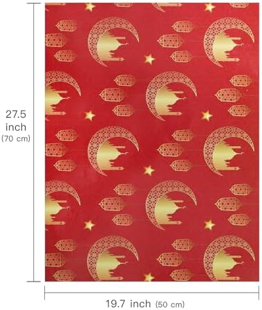 Papel de Regalo WRAPAHOLIC para Eid - 12 Hojas Diseño de Luna, Estrellas, Faroles y Mezquitas - 19.7 x 27.5 Pulgadas cada hoja - imagen 2