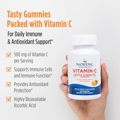 Gomitas de Vitamina C Extra Fuerte Nordic Naturals - Sabor Mandarina - 60 Gomitas - Suplemento Vegano de 500 mg - Bajo en Azúcar - 30 Porciones - imagen 3