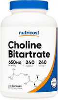 Nutricost Colina Bitartrato 650mg, 240 Cápsulas Vegetarianas - Sin OGM, Amigable con Vegetarianos, Sin Gluten - imagen 1