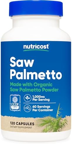 Nutricost Saw Palmetto 1000mg, 120 Cápsulas - Certificado CCOF, Orgánico, Vegano, 60 Porciones, 500mg por Cápsula, Sin Gluten - imagen 1