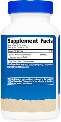 Nutricost Saw Palmetto 1000mg, 120 Cápsulas - Certificado CCOF, Orgánico, Vegano, 60 Porciones, 500mg por Cápsula, Sin Gluten - imagen 5