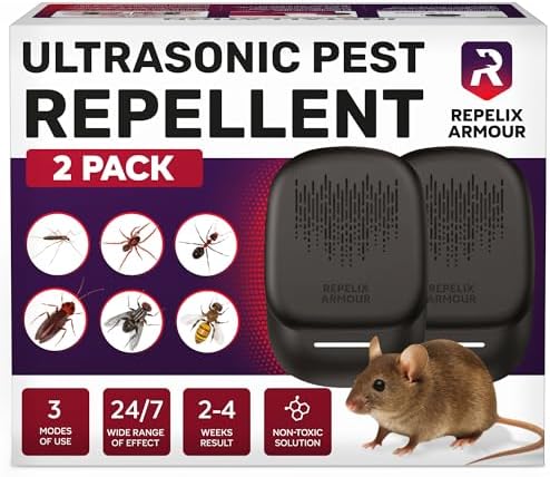 Repelente Ultrasónico de Plagas para Uso Interior - Paquete de 2 - Cubre Hasta 1,500 pies cuadrados por Dispositivo - 3 Modos para Repeler Ratones, - imagen 1