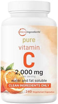 Vitamina C Pura 2,000mg, 240 Cápsulas Veganas | Alta Biodisponibilidad, Soluble en Grasa y Agua | Potencia Máxima | Antioxidante y Soporte - imagen 1