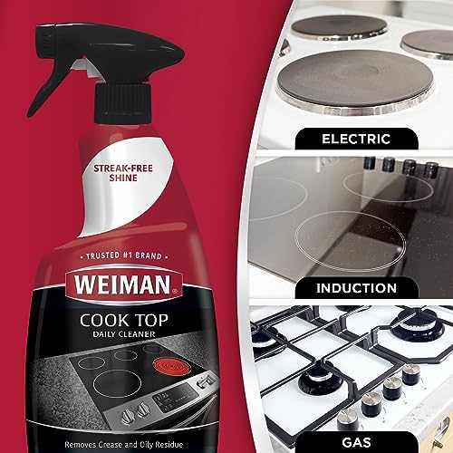 Weiman Paquete de 2 Limpiadores para Estufas y Paño de Microfibra – Limpiador de Estufas y Hornos Sin Rayas y Residuos – Desengrasante No Abrasivo - imagen 4