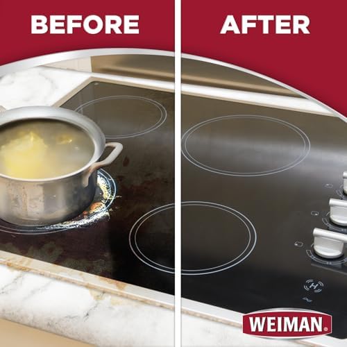 Weiman Paquete de 2 Limpiadores para Estufas y Paño de Microfibra – Limpiador de Estufas y Hornos Sin Rayas y Residuos – Desengrasante No Abrasivo - imagen 6