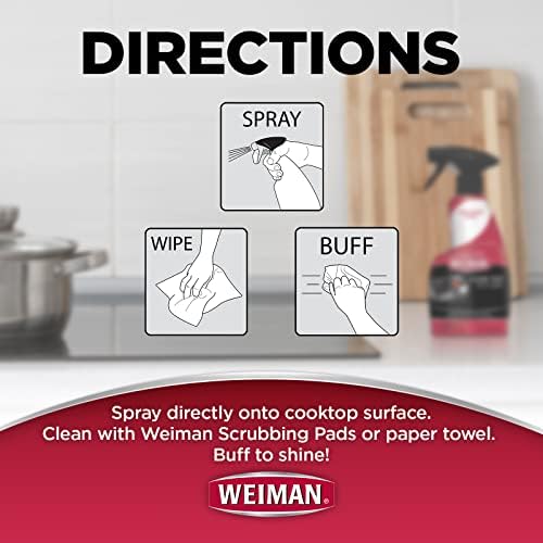 Weiman Paquete de 2 Limpiadores para Estufas y Paño de Microfibra – Limpiador de Estufas y Hornos Sin Rayas y Residuos – Desengrasante No Abrasivo - imagen 7