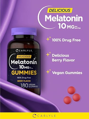 Gomitas de Melatonina Carlyle 10mg | 180 Unidades | Suplemento Vegano, Sin OGM y Sin Gluten | Sabor a Baya | Ayuda para Adultos - imagen 4