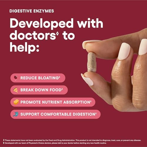 Enzimas Digestivas Physician's CHOICE para la Hinchazón y Digestión - Fórmula Rápida de 16 Enzimas con Prebióticos y Probióticos Orgánicos - Alivio - imagen 3