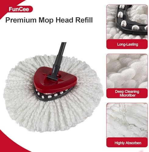 Paquete de 3 Cabezas de Repuesto para Mopas, Reemplazos Compatibles con O Cedar Spin Mop Sistema de 1 Tanque - Fáciles de Cambiar, Microfibra, - imagen 3