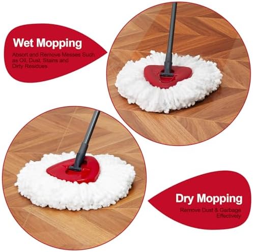 Paquete de 3 Cabezas de Repuesto para Mopas, Reemplazos Compatibles con O Cedar Spin Mop Sistema de 1 Tanque - Fáciles de Cambiar, Microfibra, - imagen 5