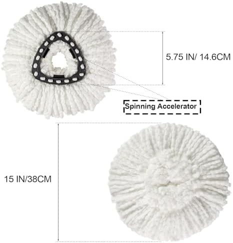 Paquete de 3 Cabezas de Repuesto para Mopas, Reemplazos Compatibles con O Cedar Spin Mop Sistema de 1 Tanque - Fáciles de Cambiar, Microfibra, - imagen 6