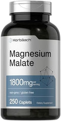 Horbäach Malato de Magnesio | 1800mg | 250 Tabletas | Suplemento Vegetariano, Sin OGM, Libre de Gluten - imagen 1