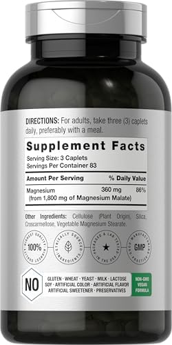 Horbäach Malato de Magnesio | 1800mg | 250 Tabletas | Suplemento Vegetariano, Sin OGM, Libre de Gluten - imagen 2