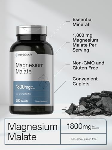 Horbäach Malato de Magnesio | 1800mg | 250 Tabletas | Suplemento Vegetariano, Sin OGM, Libre de Gluten - imagen 4