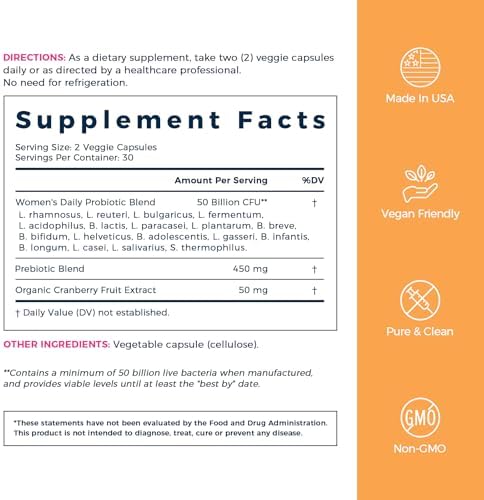 Probioticos NewRhythm para Mujeres, Arándano Orgánico, 50 Mil Millones CFU, 18 Cepas, con Prebióticos, 60 Cápsulas Veganas, Sin Refrigeración, No - imagen 7