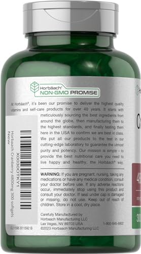 Píldoras de Arándano Horbäach | 300 Softgels | Suplemento Sin OGM y Libre de Gluten | Extracto de Concentrado - imagen 3