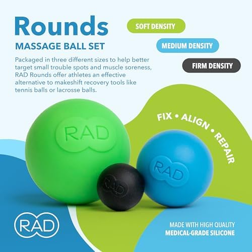 Juego de 3 Pelotas de Masaje RAD Rounds – Pelotas de Terapia para Liberación Miofascial Profunda – Ideal para Pies, Espalda, Cuello, Mandíbula y - imagen 2