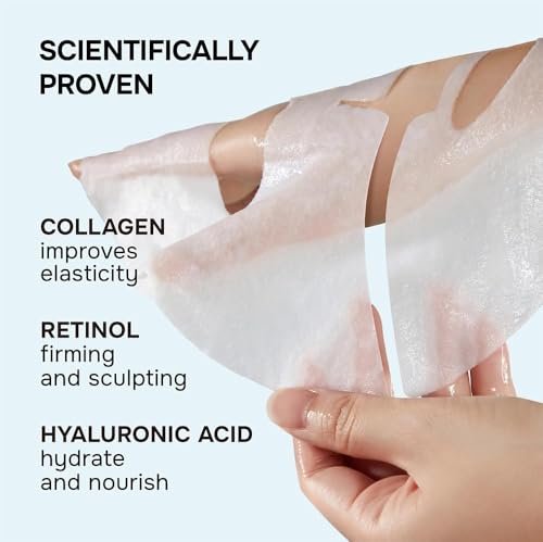 Mascarilla Facial SimplyVital con Retinol y Ácido Hialurónico - Hidratante para la Piel - Mascarillas de Tela T Line y V Line - Paquete de 7 Unidades - imagen 4