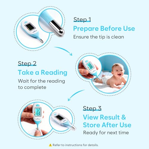 Termómetro Rectal para Bebés Easy@Home con Indicador de Fiebre, Pantalla LCD Clara para Lecturas Rápidas, Punta Suave y Flexible – EMT-027 - imagen 8