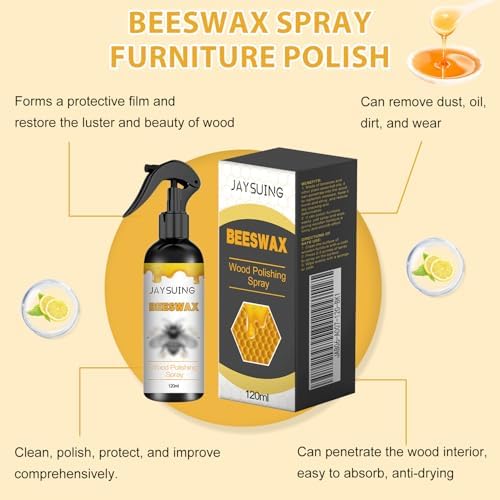 NUOKOU 2 Piezas Spray de Cera de Abeja Natural y Restaurador, Spray Original para Madera, Acondicionador para Muebles, Pisos, Mesas y Gabinetes - imagen 3
