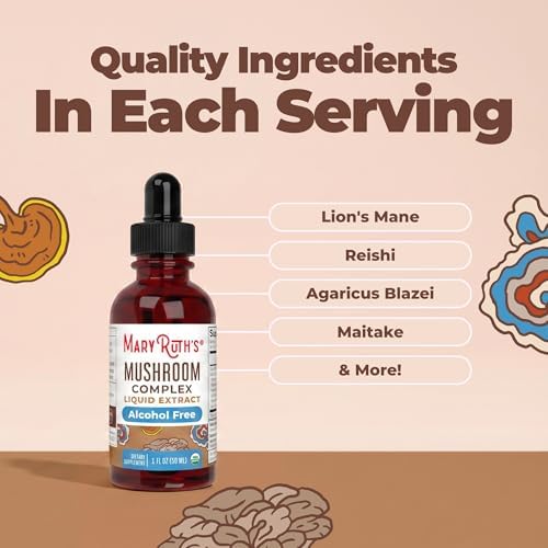 Complejo de Hongos MARYRUTH'S | Melena de León | Cola de Pavo | Reishi | Shiitake | Sin Alcohol | Mezcla Orgánica | No GMO | Vegano | 30 Porciones - imagen 5