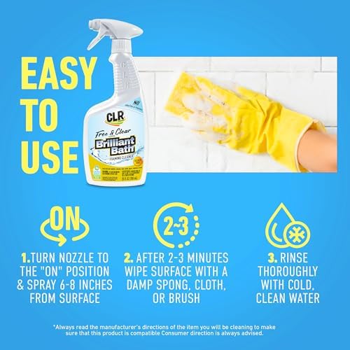 Limpiador Espumoso para Baño CLR Brands® Brilliant Bath, Sin Colorantes ni Fragancias, Elimina Sarro y Manchas de Agua Dura, 26 Oz - imagen 6