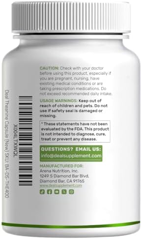 L-Theanina 400mg, 400 Cápsulas – Suplemento Extra Fuerte de Theanina – Aminoácidos para Apoyo en Enfoque y Relajación – Sin OGM y Libre de Gluten - imagen 7
