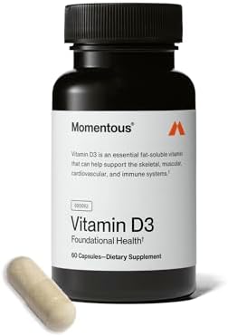Suplemento de Vitamina D3 Momentous - Cápsulas de 5,000 UI para Salud Fundamental - Certificado NSF para Deporte - Sin Gluten - 60 Porciones - imagen 1