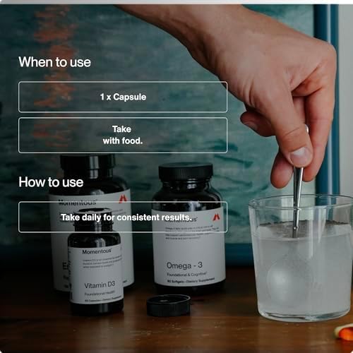 Suplemento de Vitamina D3 Momentous - Cápsulas de 5,000 UI para Salud Fundamental - Certificado NSF para Deporte - Sin Gluten - 60 Porciones - imagen 4