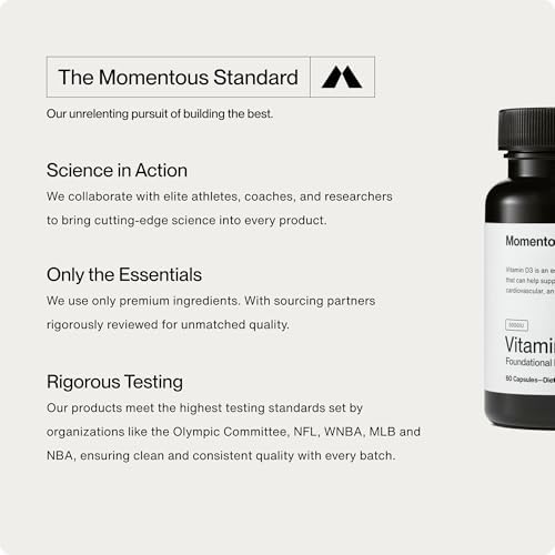 Suplemento de Vitamina D3 Momentous - Cápsulas de 5,000 UI para Salud Fundamental - Certificado NSF para Deporte - Sin Gluten - 60 Porciones - imagen 6