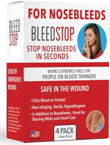 Tiras BleedStop™ para Hemorragias Nasales – Espumas Coagulantes de Sangre de Acción Rápida – Ayuda a Coagular Sangre al Contacto – Estériles y - imagen 1