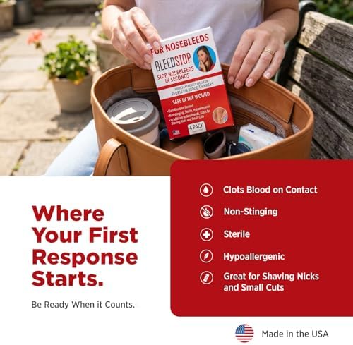 Tiras BleedStop™ para Hemorragias Nasales – Espumas Coagulantes de Sangre de Acción Rápida – Ayuda a Coagular Sangre al Contacto – Estériles y - imagen 2