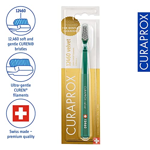 Cepillo de dientes Curaprox CS 12460 Velvet Soft – Cuidado suave de encías | Limpieza ultra suave con 12,460 filamentos | Paquete individual, color - imagen 2