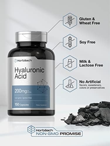 Suplemento de Ácido Hialurónico Horbäach | 200 mg | 150 Cápsulas | Suplemento Sin OGM y Libre de Gluten - imagen 4