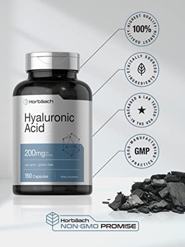 Suplemento de Ácido Hialurónico Horbäach | 200 mg | 150 Cápsulas | Suplemento Sin OGM y Libre de Gluten - imagen 5
