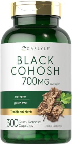 Cápsulas de Black Cohosh Carlyle | 300 Contenido | Fórmula Sin OGM y Libre de Gluten | Suplemento de Extracto de Raíz de Black Cohosh - imagen 1