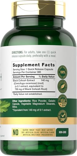 Cápsulas de Black Cohosh Carlyle | 300 Contenido | Fórmula Sin OGM y Libre de Gluten | Suplemento de Extracto de Raíz de Black Cohosh - imagen 2
