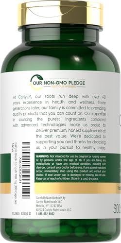 Cápsulas de Black Cohosh Carlyle | 300 Contenido | Fórmula Sin OGM y Libre de Gluten | Suplemento de Extracto de Raíz de Black Cohosh - imagen 3
