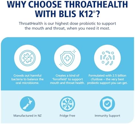 Probioticos Orales BLIS ThroatHealth K12 - Soporte Inmunológico y de Garganta, Vainilla - 30 Pastillas, 2.5 Mil Millones CFU - imagen 3