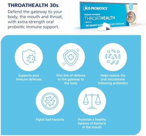 Probioticos Orales BLIS ThroatHealth K12 - Soporte Inmunológico y de Garganta, Vainilla - 30 Pastillas, 2.5 Mil Millones CFU - imagen 5