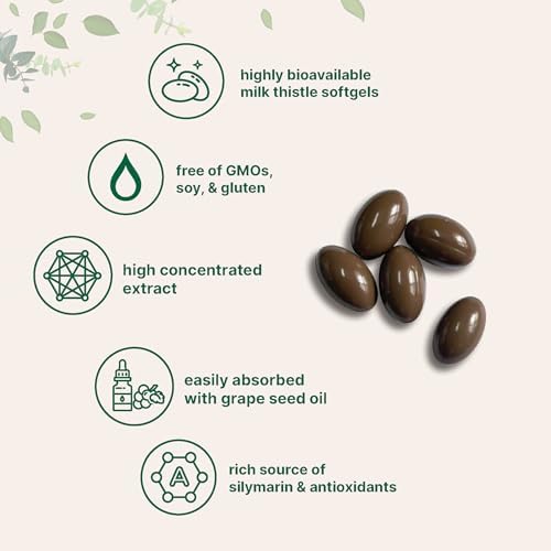 Suplemento de Cardo Mariano Micro Ingredients | 360 Softgels con Aceite de Semilla de Uva | Extracto Altamente Bioavailable con Silymarina y - imagen 3