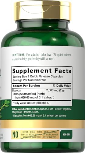 Cápsulas de Bacopa Monnieri Carlyle | 180 Cápsulas | Suplemento Libre de Gluten - imagen 2