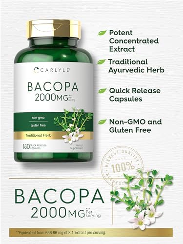 Cápsulas de Bacopa Monnieri Carlyle | 180 Cápsulas | Suplemento Libre de Gluten - imagen 3